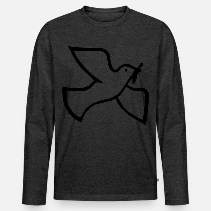 Friedenstaube - Männer Premium Bio Langarmshirt - Anthrazit meliert