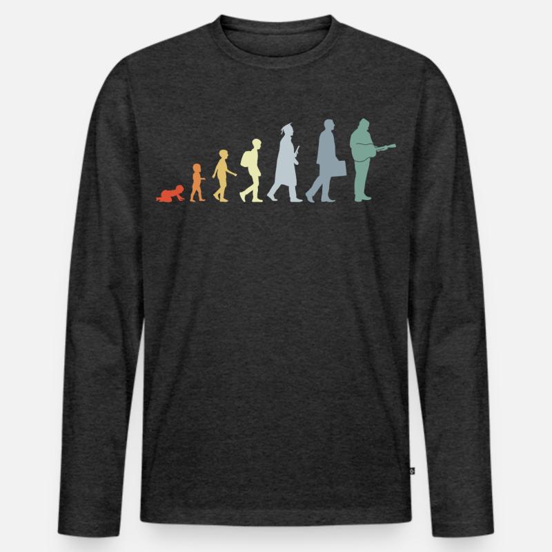Gitarrist Evolution - Männer Premium Bio Langarmshirt - Anthrazit meliert
