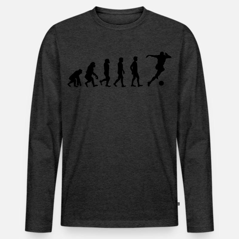 Fussballer Evolution - Männer Premium Bio Langarmshirt - Anthrazit meliert