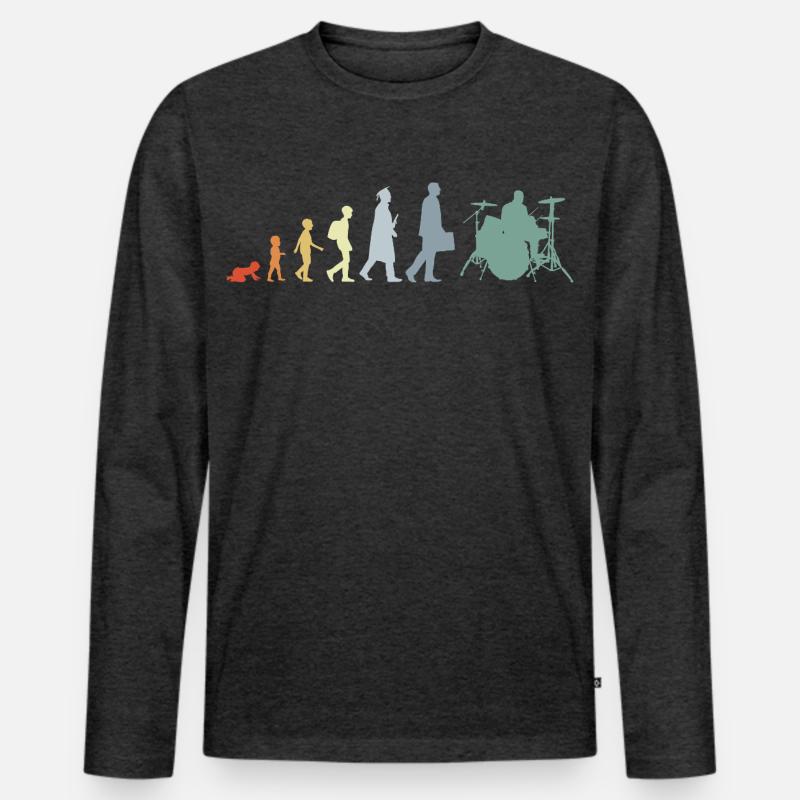Drummer Evolution - Männer Premium Bio Langarmshirt - Anthrazit meliert