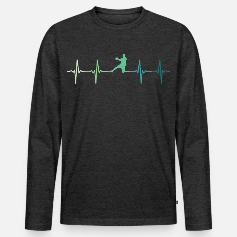 Handball, Herzschlag, Handball - Männer Premium Bio Langarmshirt - Anthrazit meliert