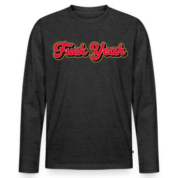 Fuck Yeah 3D Red Script - T-shirt manches longues Premium bio Homme - anthracite chiné - Devant - Nico (187cm)