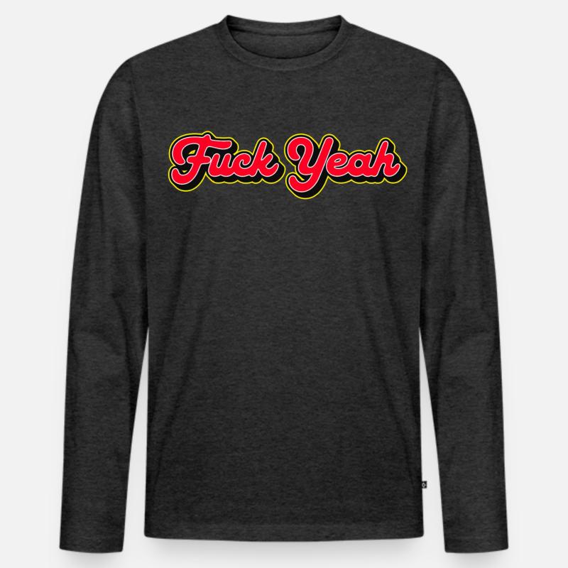 Verdammt ja, 3D Red Script - Männer Premium Bio Langarmshirt - Anthrazit meliert