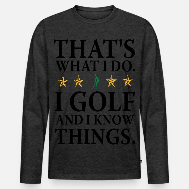 Ich spiele Golf - Männer Premium Bio Langarmshirt - Anthrazit meliert