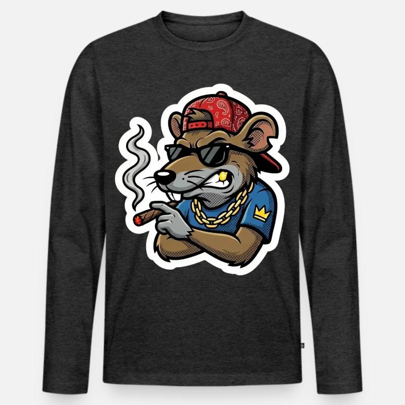 Rattenboss Zigarre - Männer Premium Bio Langarmshirt - Anthrazit meliert