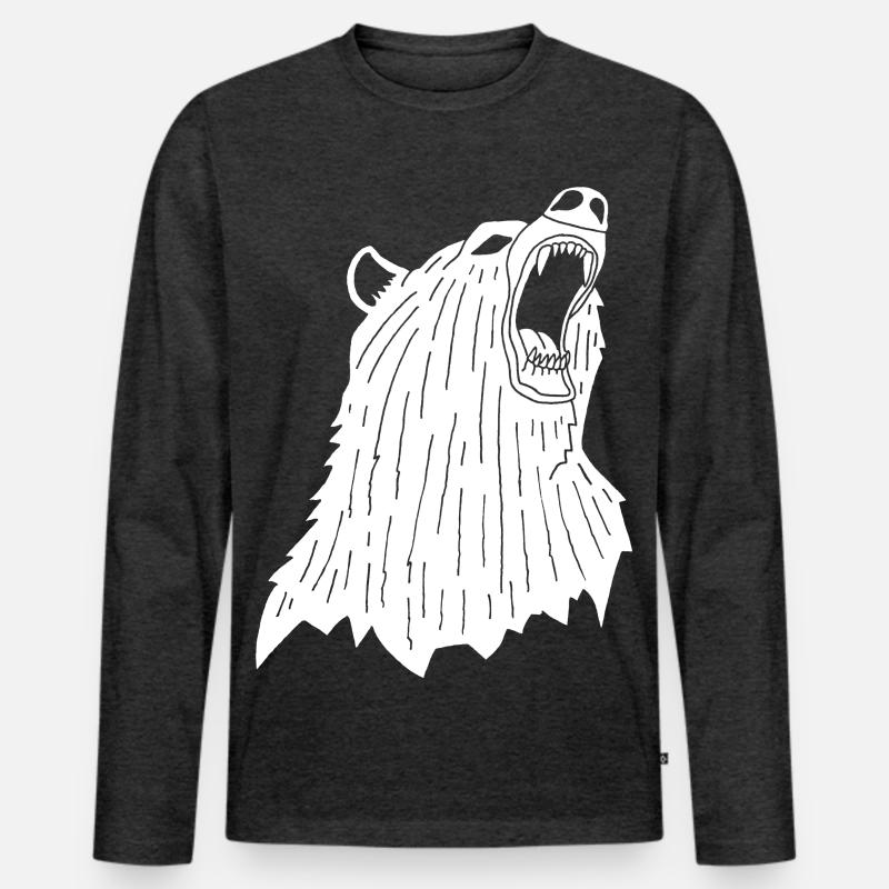 Wütender Eisbär - Männer Premium Bio Langarmshirt - Anthrazit meliert