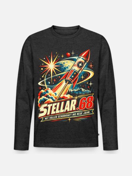 Feuerwerk Rakete Silvester - Männer Premium Bio Langarmshirt - Anthrazit meliert