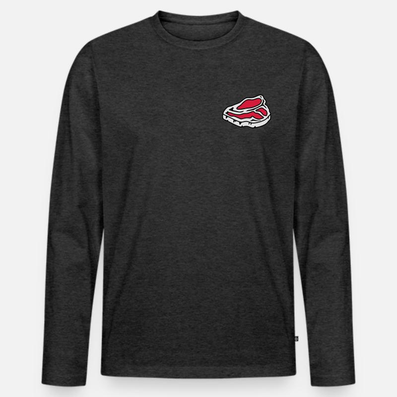 Ein rohes Steak - Männer Premium Bio Langarmshirt - Anthrazit meliert