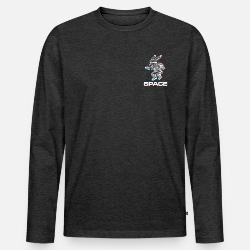 Abstrakter Space Bunny mit 3D-Effekt - Männer Premium Bio Langarmshirt - Anthrazit meliert