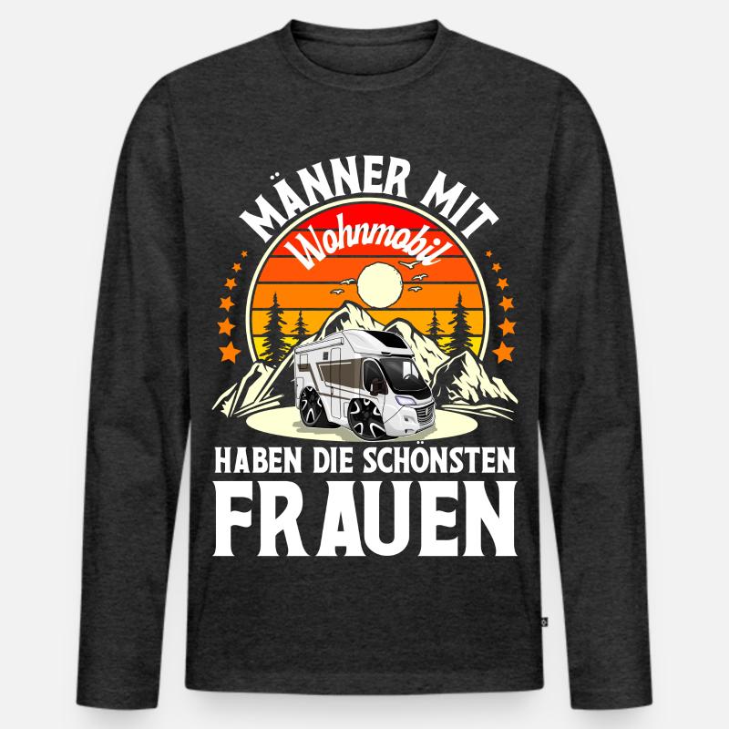 Camping Camper Campen - Männer Premium Bio Langarmshirt - Anthrazit meliert