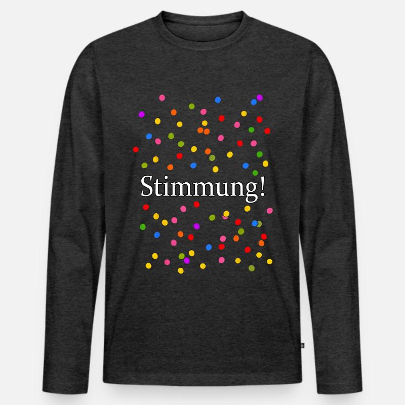 Stimmung Konfetti Silvester Karneval Spruch - Männer Premium Bio Langarmshirt - Anthrazit meliert