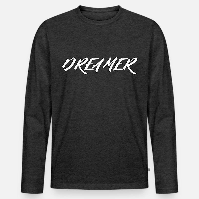 Dreamer Spruch - Männer Premium Bio Langarmshirt - Anthrazit meliert