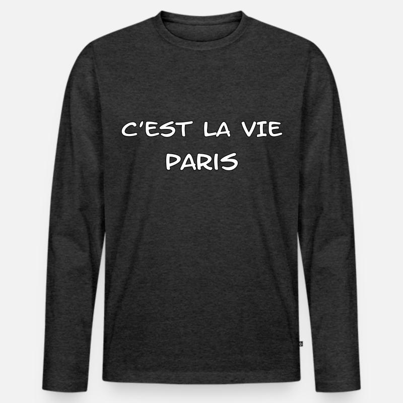 C'est la vie Spruch - Männer Premium Bio Langarmshirt - Anthrazit meliert