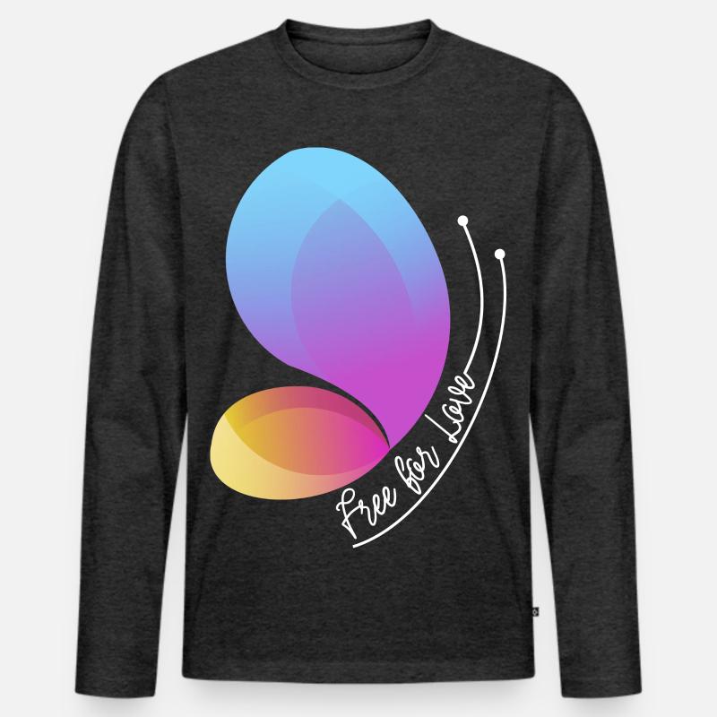 Frei durch Liebe Gradient Schmetterling - Männer Premium Bio Langarmshirt - Anthrazit meliert