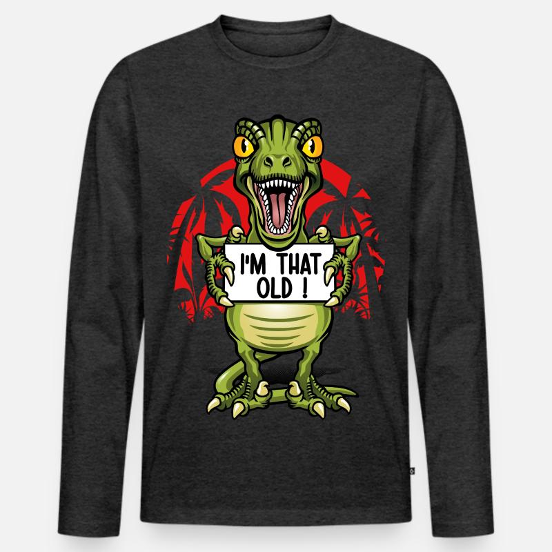 Ich bin ein alter Dinosaurier - Männer Premium Bio Langarmshirt - Anthrazit meliert