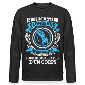 Plongeurs et corps - T-shirt manches longues Premium bio Homme - anthracite chiné - Devant - Nico (187cm)
