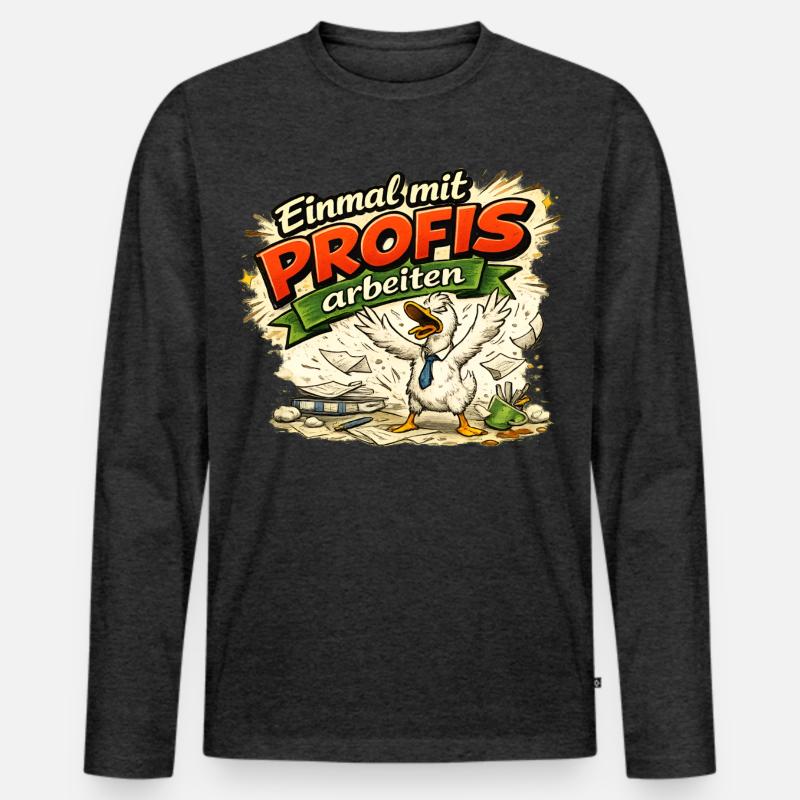 Einmal mit Profis arbeiten - Männer Premium Bio Langarmshirt - Anthrazit meliert