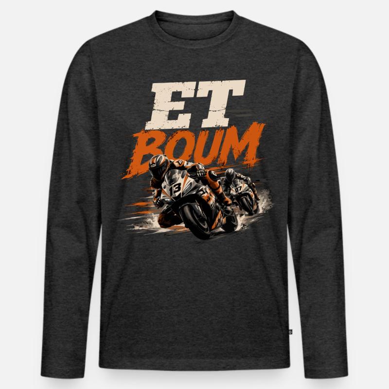 UND ZACK - Männer Premium Bio Langarmshirt - Anthrazit meliert
