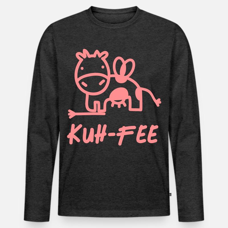 Kuh Fee - Männer Premium Bio Langarmshirt - Anthrazit meliert