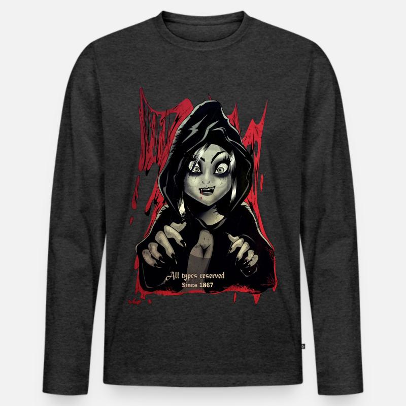 2 Vampire - Männer Premium Bio Langarmshirt - Anthrazit meliert