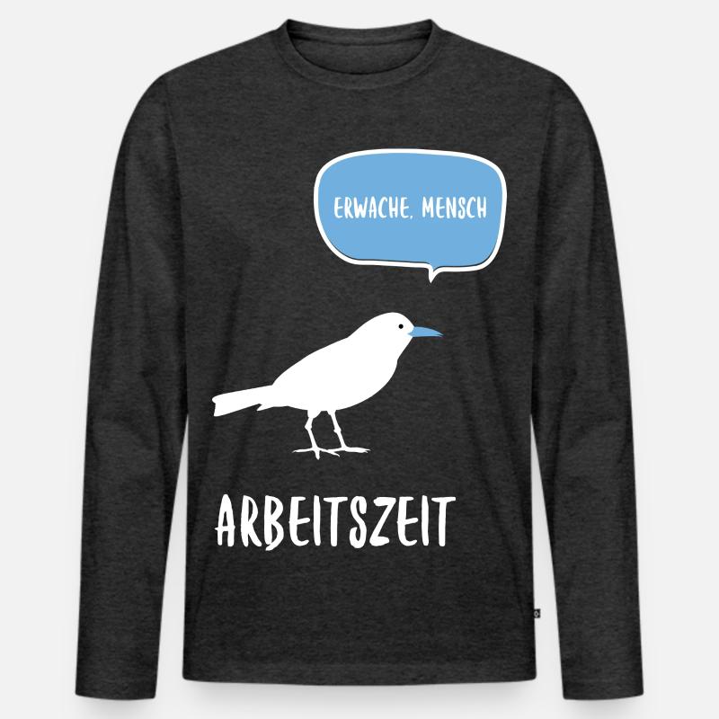 Arbeitszeit - Männer Premium Bio Langarmshirt - Anthrazit meliert
