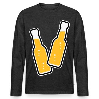 2 Flaschen Stoßen An (Limonade Softdrink / POS 3C) - Männer Premium Bio Langarmshirt - Anthrazit meliert - Vorne - Nico (187cm)