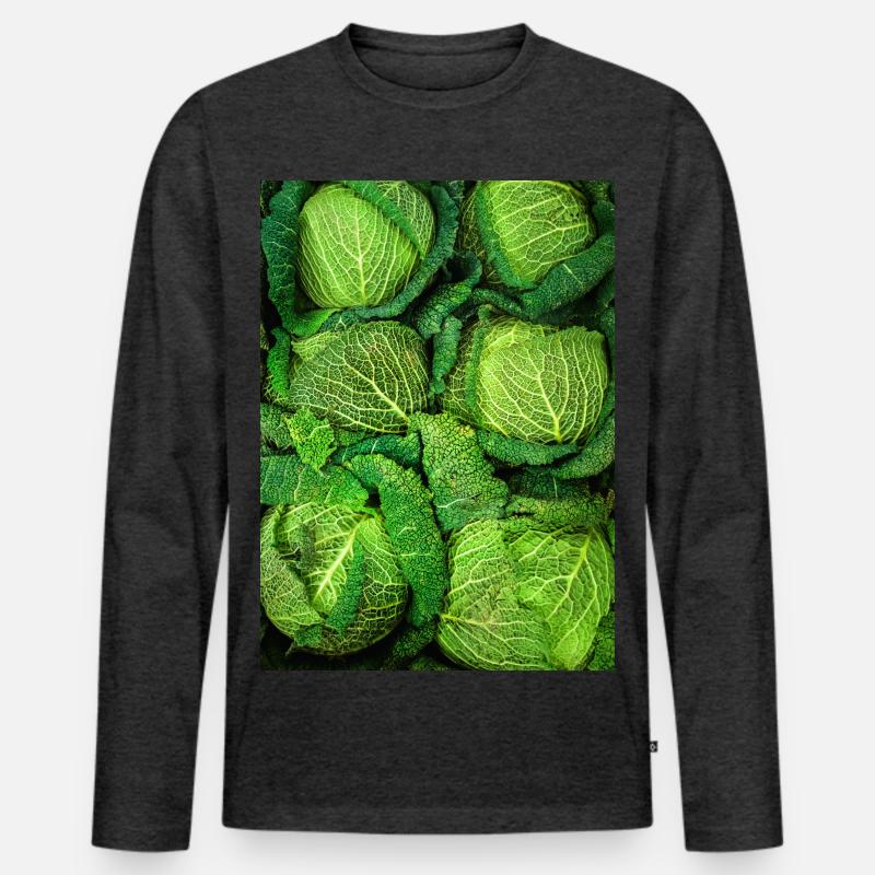 Wirsing Kohl - Männer Premium Bio Langarmshirt - Anthrazit meliert