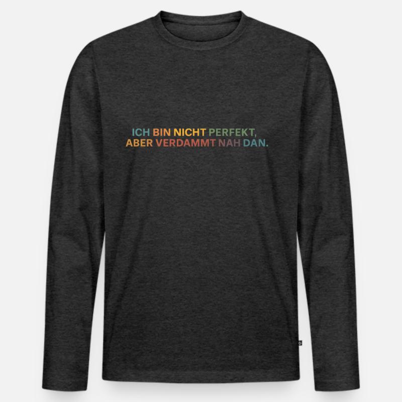Fast perfekt: ehrliche Botschaft - Männer Premium Bio Langarmshirt - Anthrazit meliert