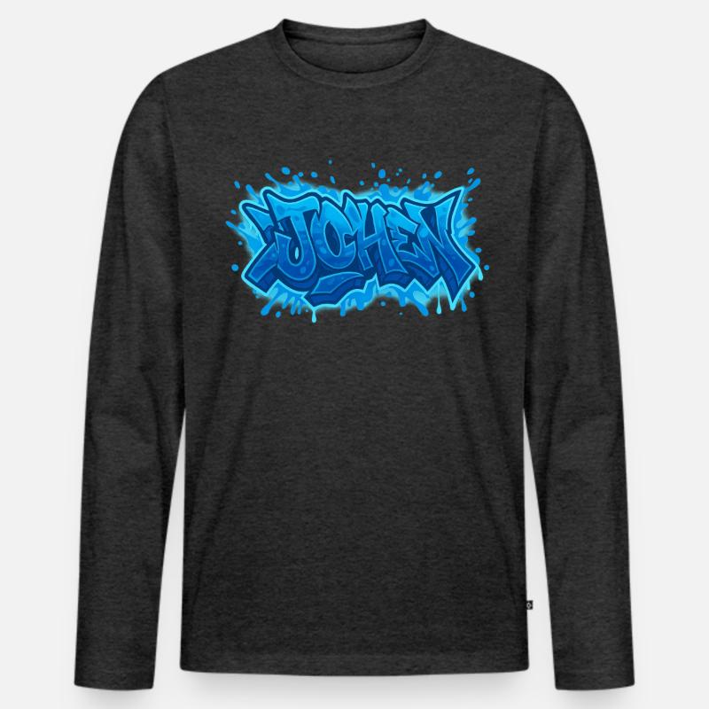 Graffiti JOHEN Name Geschenk Ideal druckbar - Männer Premium Bio Langarmshirt - Anthrazit meliert