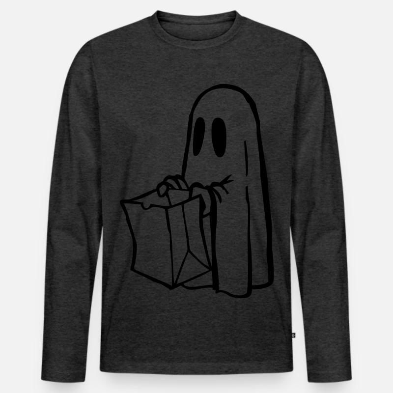 Gespenst - Männer Premium Bio Langarmshirt - Anthrazit meliert