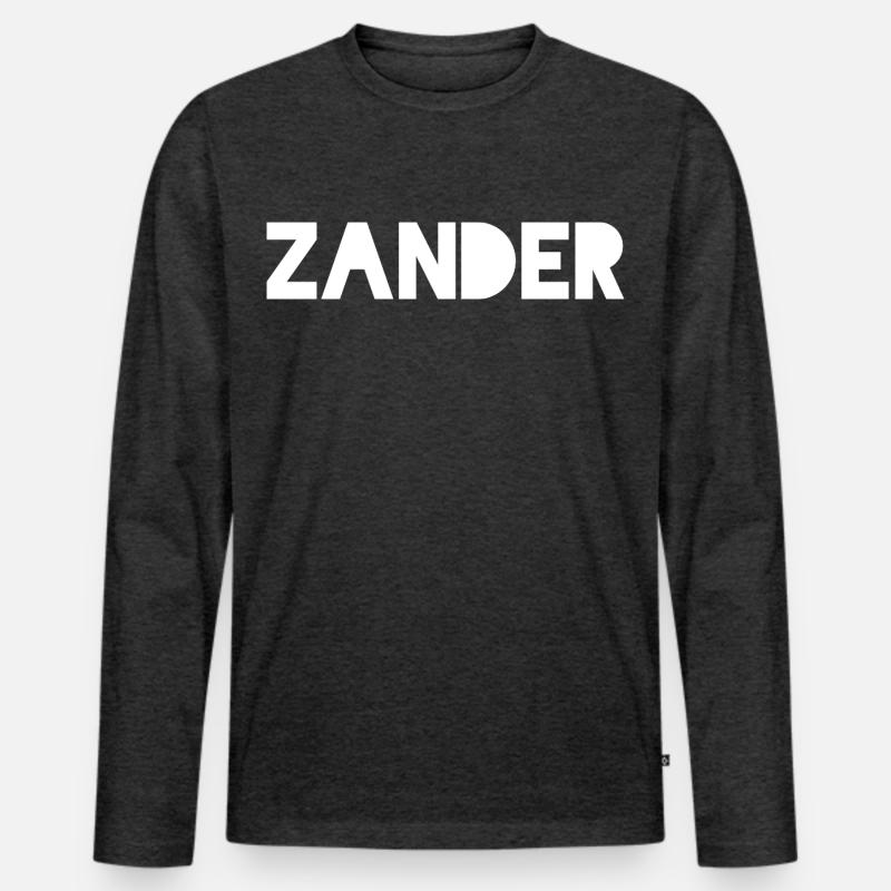 Zander - Männer Premium Bio Langarmshirt - Anthrazit meliert