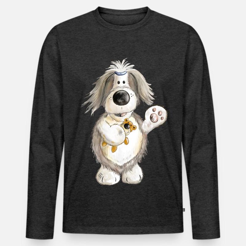Beardie mit Teddy - Männer Premium Bio Langarmshirt - Anthrazit meliert