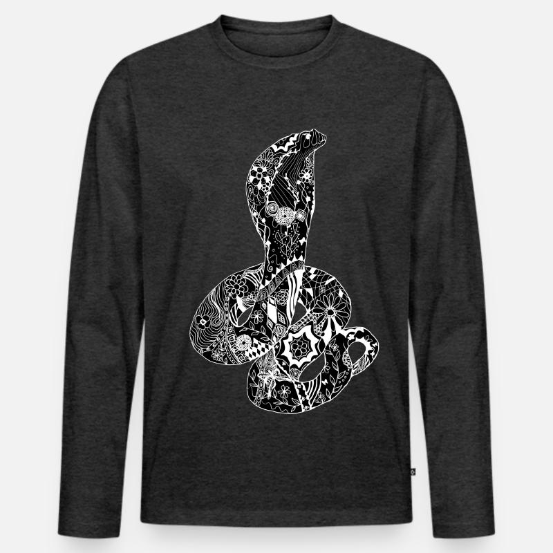 Patchwork Cobra - Männer Premium Bio Langarmshirt - Anthrazit meliert