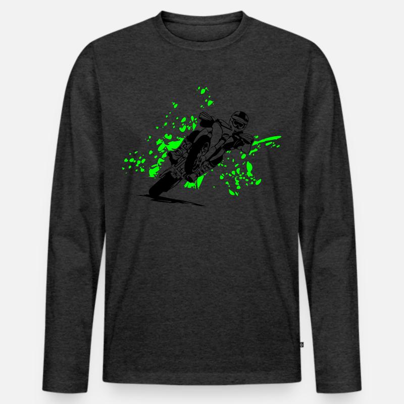 Supermoto Racing - Männer Premium Bio Langarmshirt - Anthrazit meliert