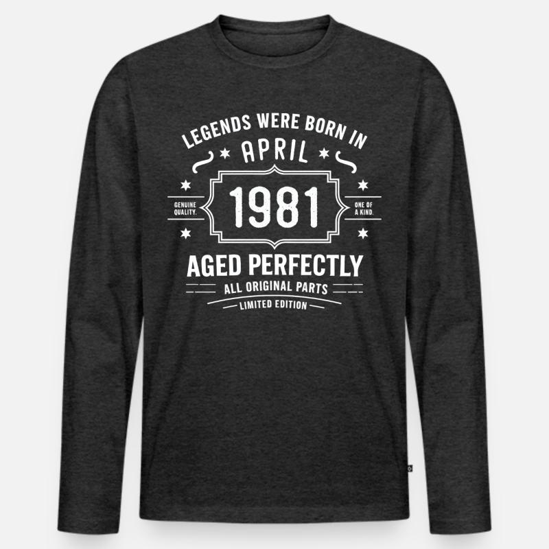 April 1981 - Männer Premium Bio Langarmshirt - Anthrazit meliert