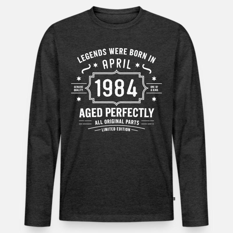 April 1984 - Männer Premium Bio Langarmshirt - Anthrazit meliert