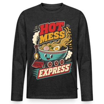 Hot Mess Express Ramen Train - Men's Premium Organic Long Sleeve Shirt - heather anthracite - Front - Nico (187cm)