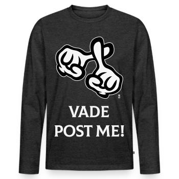 Vade Post Me! (Cross / Bible / Religion / NEG 2C) - Men's Premium Organic Long Sleeve Shirt - heather anthracite - Front - Nico (187cm)