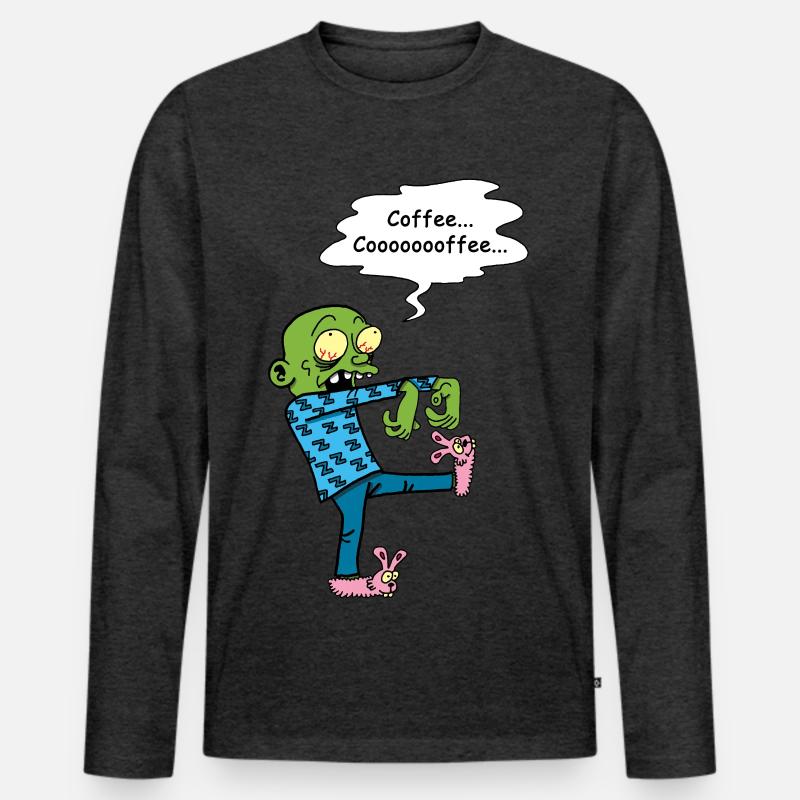 Brauchen Sie einen Kaffee - Männer Premium Bio Langarmshirt - Anthrazit meliert