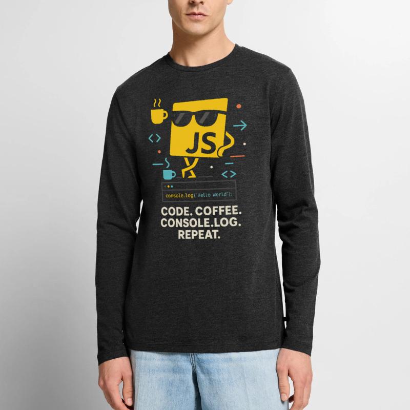 Code Coffee Console.log Repeat JavaScript Program Men's Premium Organic Long Sleeve Shirt