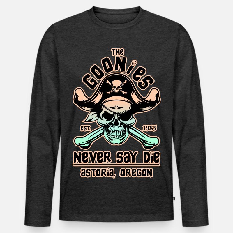 THE GOONIES 8 - Männer Premium Bio Langarmshirt - Anthrazit meliert