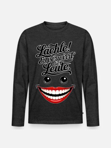 Always smiling - Men's Premium Organic Long Sleeve Shirt - heather anthracite