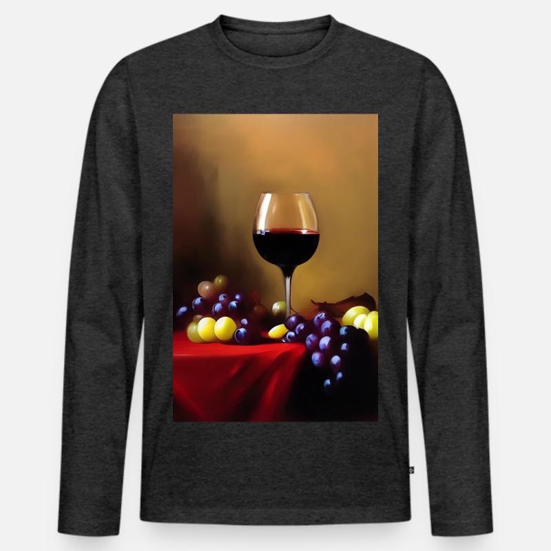Wein Trinker - Männer Premium Bio Langarmshirt - Anthrazit meliert