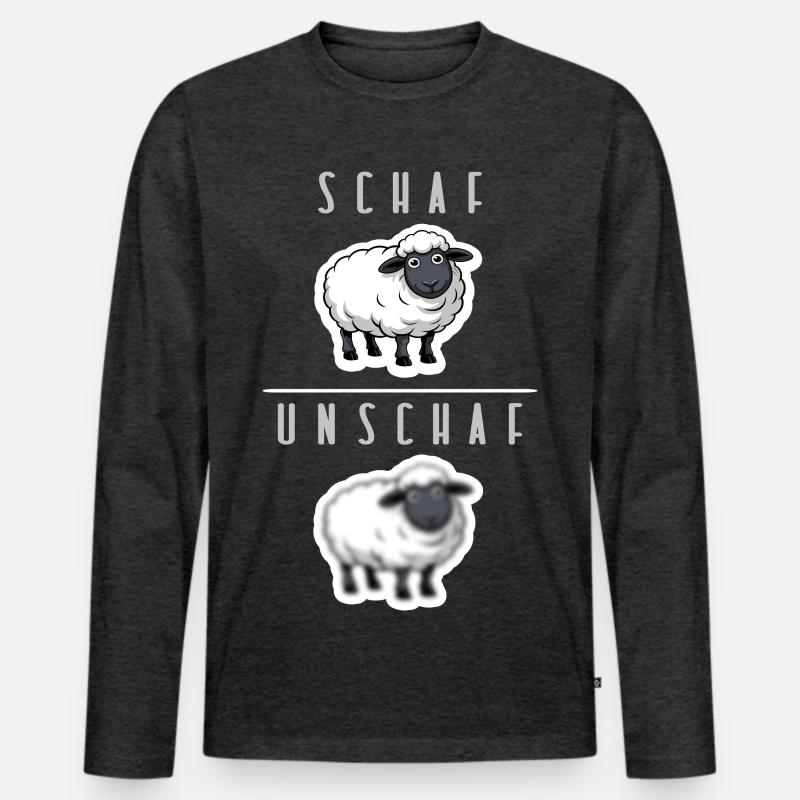 schaf unschaf humor - Männer Premium Bio Langarmshirt - Anthrazit meliert
