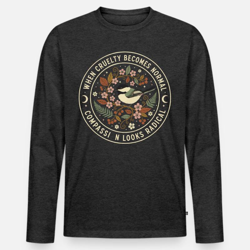Moral Compass: Commitment to Cruelty - Men's Premium Organic Long Sleeve Shirt - heather anthracite