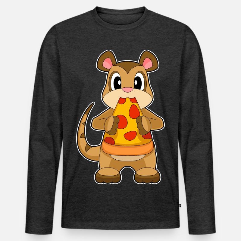 Erdmännchen Pizza - Männer Premium Bio Langarmshirt - Anthrazit meliert