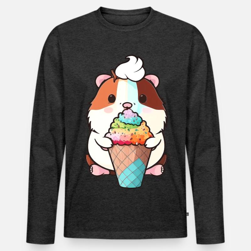 Kleiner Hamster mit buntem Eis - Männer Premium Bio Langarmshirt - Anthrazit meliert