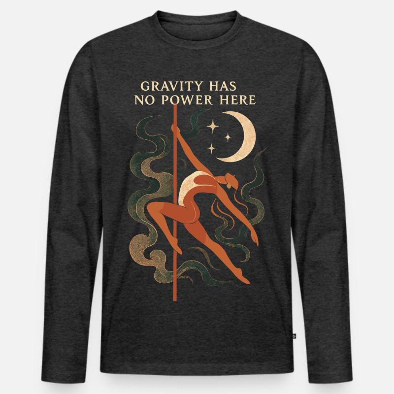 Schwebende Pole-Dance-Frau – Gravity has no power - Männer Premium Bio Langarmshirt - Anthrazit meliert