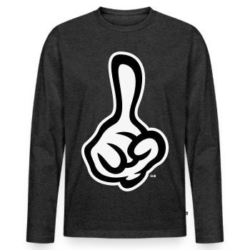 Raised index finger (finger / right hand NEG2C) - Men's Premium Organic Long Sleeve Shirt - heather anthracite - Front - Nico (187cm)