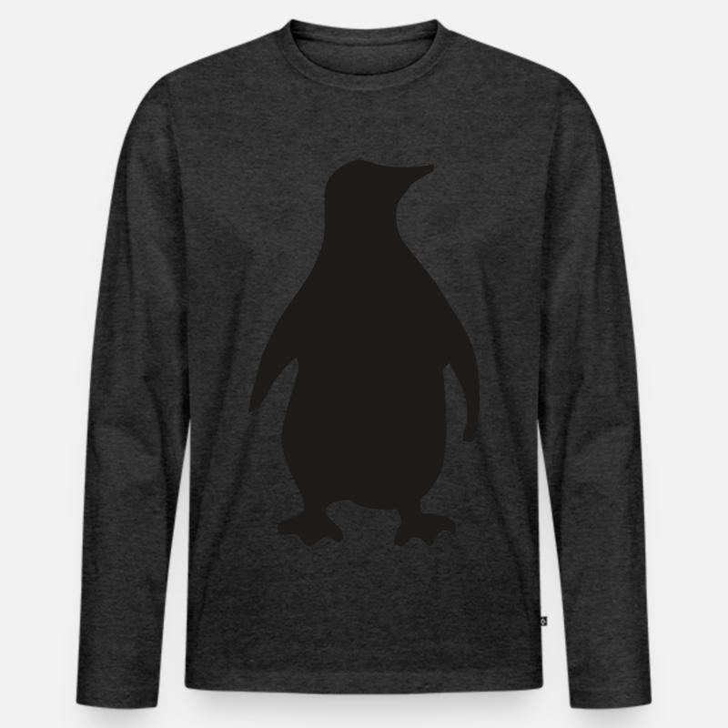 Pinguin - Männer Premium Bio Langarmshirt - Anthrazit meliert